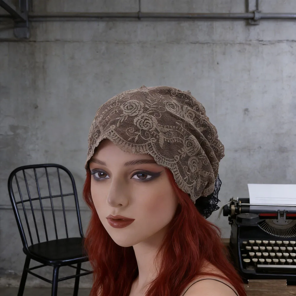 

Дышащая кружевная шапка-тюрбан с вышивкой, мусульманская женская летняя повязка на голову, платок, шляпа, исламский головной убор, капот, женские повязки на голову