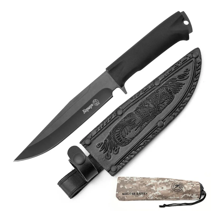 Outdoor hiking small straight knife one-piece keel knife self-defense knife wilderness survival knife high hardness fruit knife