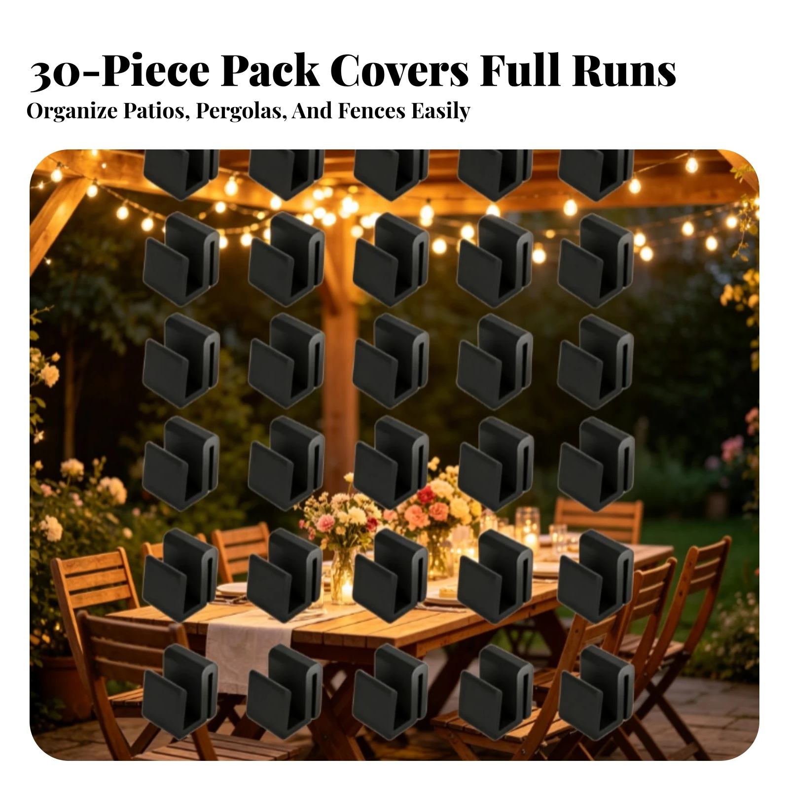 30 Pieces Pergola Clip with Hook Sleek String Light Clip Light Hook Compact Hardware Plastic for Patio, Deck