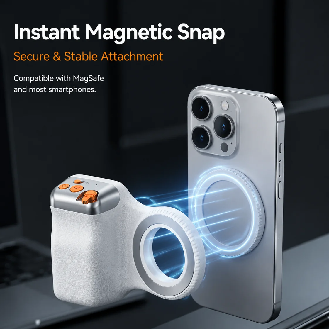 Magnetic Phone Camera Grip Bluetooth Remote Shutter Magsafe Handle 1/4 Tripod Mount for Vlog Selfie view 5