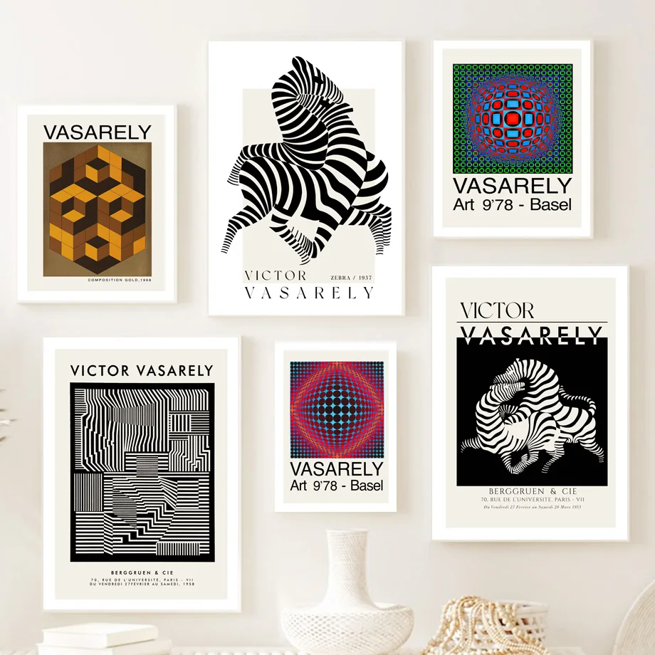 Victor Vasarely Zebra Psychedelische Geometrie Muurkunst Canvas Schilderij Nordic Poster En Print Muurfoto 'S Voor Woonkamer Decor