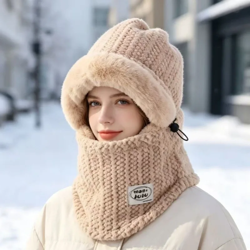 Winter new velvet scarf integrated ear cap children warm windproof cycling electric vehicle helmet cold head cover