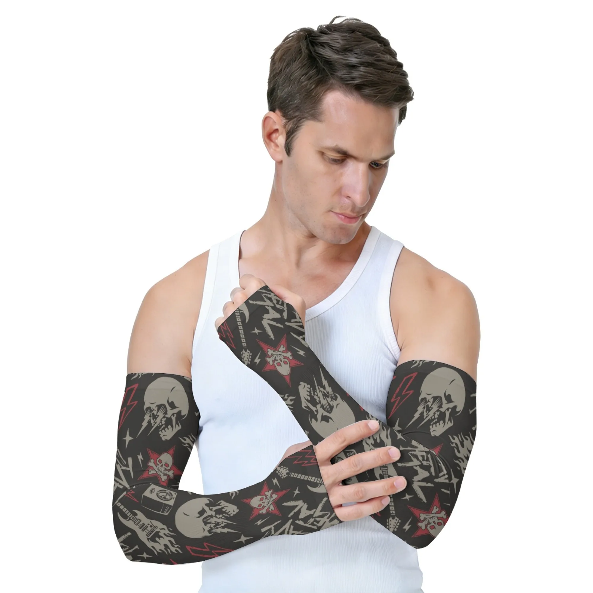 

Rock Punk Style Ice Sleeves Unisex Breathable Non-slip Quick-drying Sleeves Outdoor Cycling Hiking Gardening Protective Cover