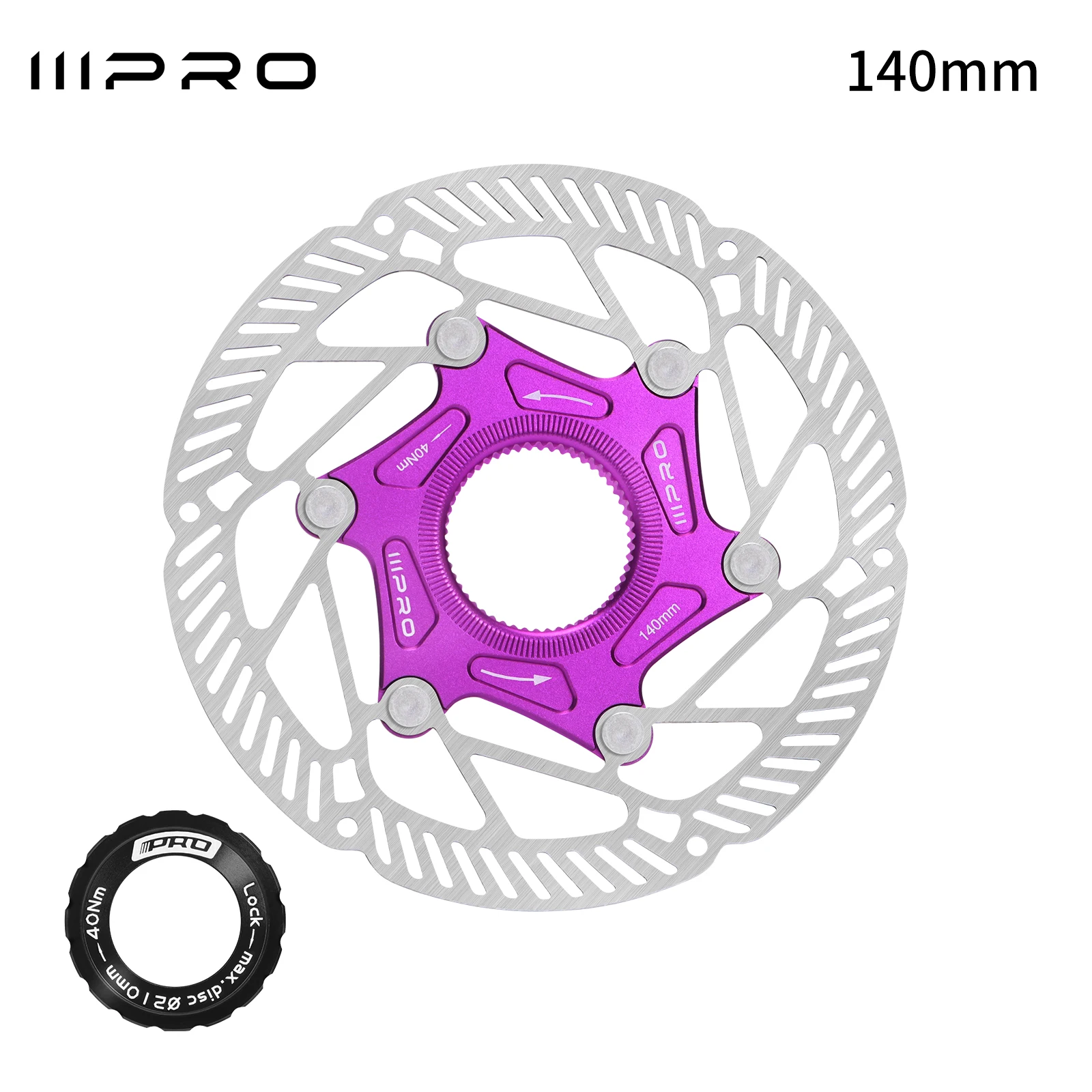 IIIPRO Ultraleichter Center-Lock-Scheibenbremsrotor für Fahrräder, erhältlich in den Größen 140/160 mm, Scheibenbremse und in verschiedenen Farben.