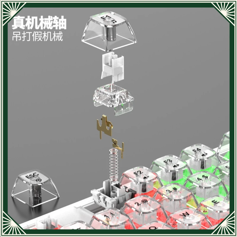 Transparent Custom Mechanical Keyboard Ice Soul White Switch Wired RGB Hot Swap Gasket USB Nice Look For M88 (008)
