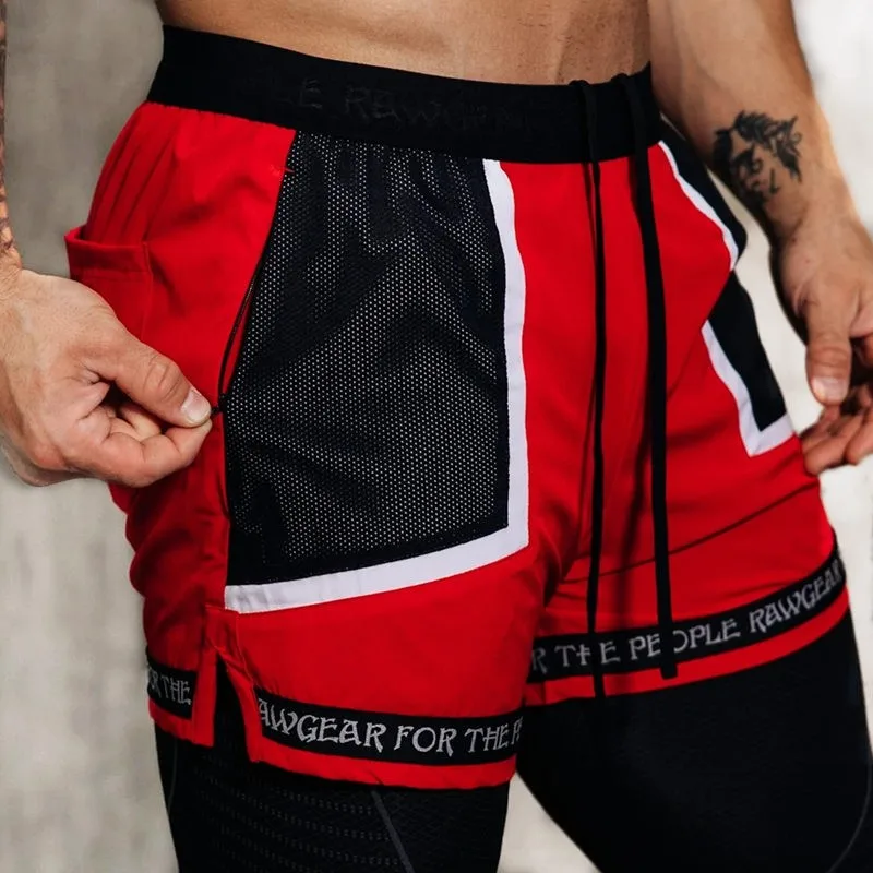 

Fashion Print Black Patchwork Running Shorts Men Gym Fitness Bodybuilding Sweatpants Male Summer Workout Training Sport Shorts