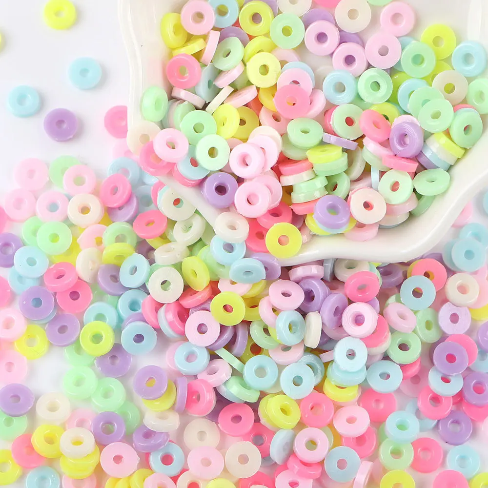 500Pcs 6mm Macaron Color Plastic Wafer Flat Round Handmade Loose Spacer Beads For Jewelry Making DIY Bracelets Necklace