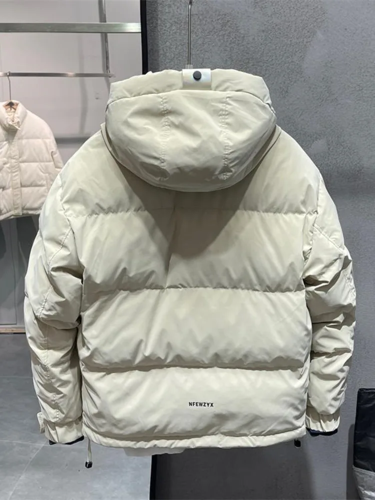 Winter Hooded Down Jacket Men Loose Casual White Duck Down Overalls Thickened Down Jacket Outdoor Ski Warm Puffer Parkas Coat