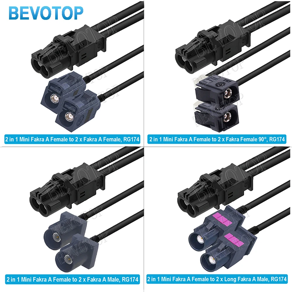 1PCS RSBG Type Dual Core 2-in-1 Mini Fakra Z to 2 Fakra Male/Female Connector RG174 Cable BEVOTOP Wire Harness