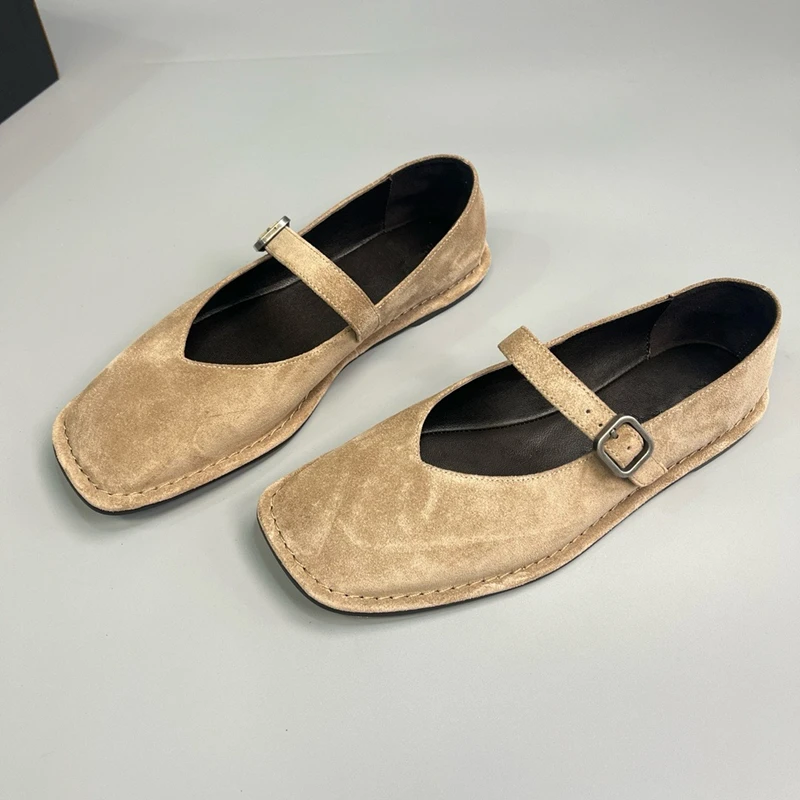 Dave&Di French Fashion Ladies Vintage Cowhide Slip-On Loafers Women Shoes Woman Minimalist Handmade Leather Flat Shoes