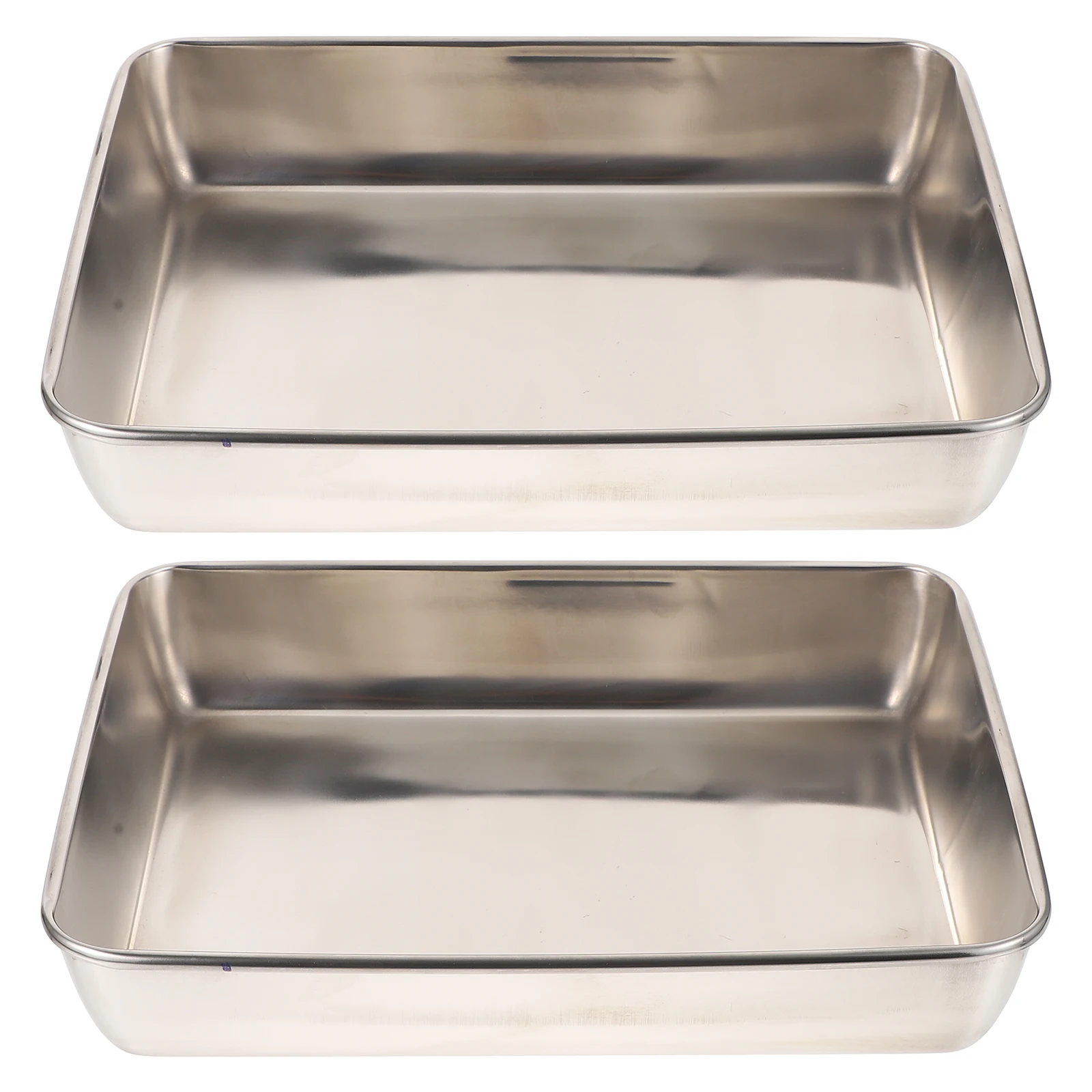 

2 Pcs Rectangle Baking Silver Baking Plate Multifunctional Kitchen Storage Food Food Tray Multifunctional Plate Tray