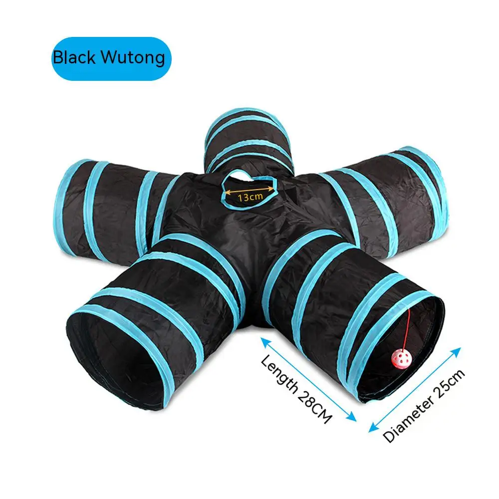 3/4 5-way Collapsible Cat Tunnel Tube Pet Foldable Tunnel Toys with Plush Ball for Small Pets Bunny Rabbit kittens,Puppy