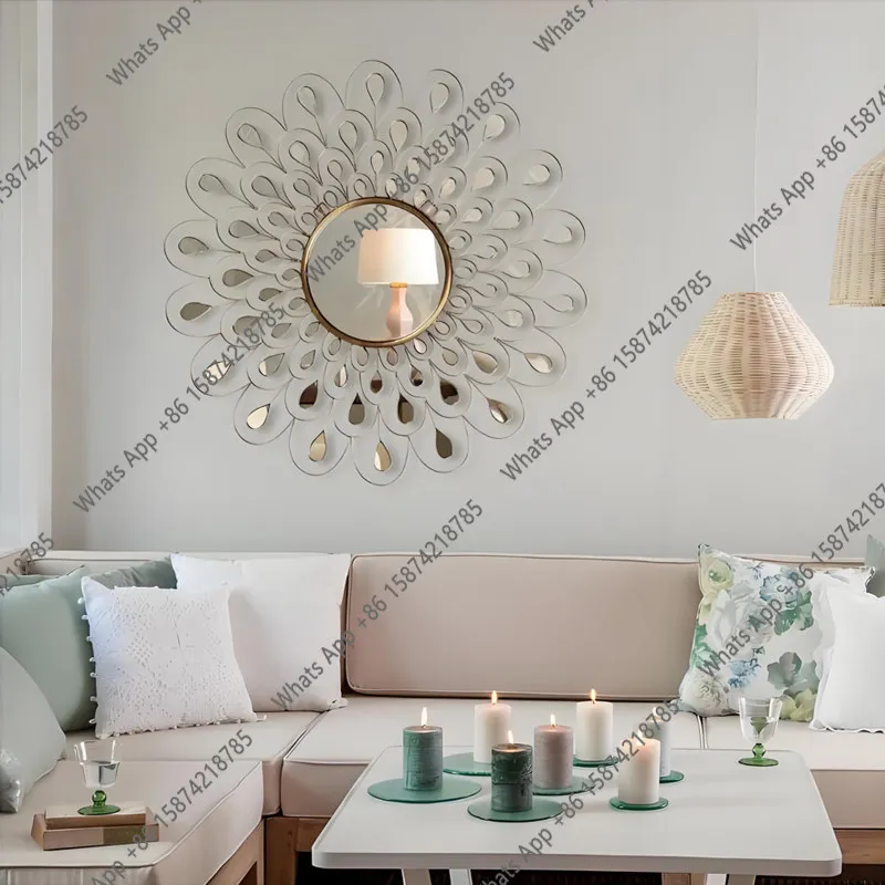Makeup mirror, light luxury dressing mirror, large size bedroom, simple high red desktop beauty mirror decoration