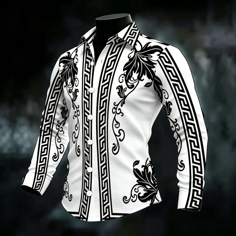 2026 New Men's Shirt Pattern Shirt High Quality Retro Design Printed Shirt Versatile Street Personalized Trendy Men's Wear