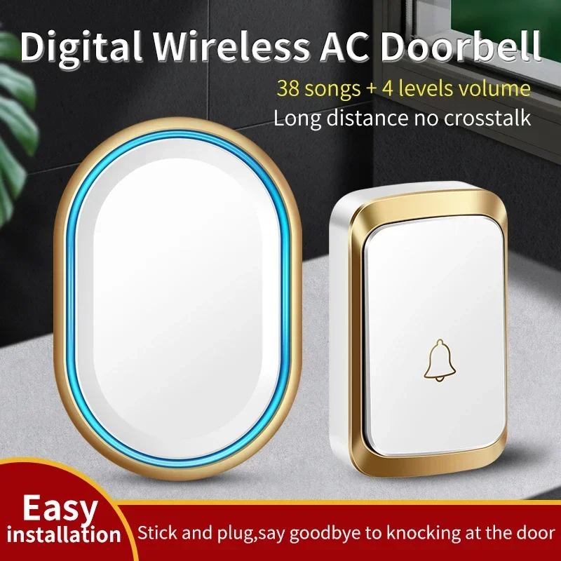 

CACAZI умный домашний беспроводной уличный дверной звонок водонепроницаемая кнопка без батареи наборы дверных звонков домашний кинетический звонок новый