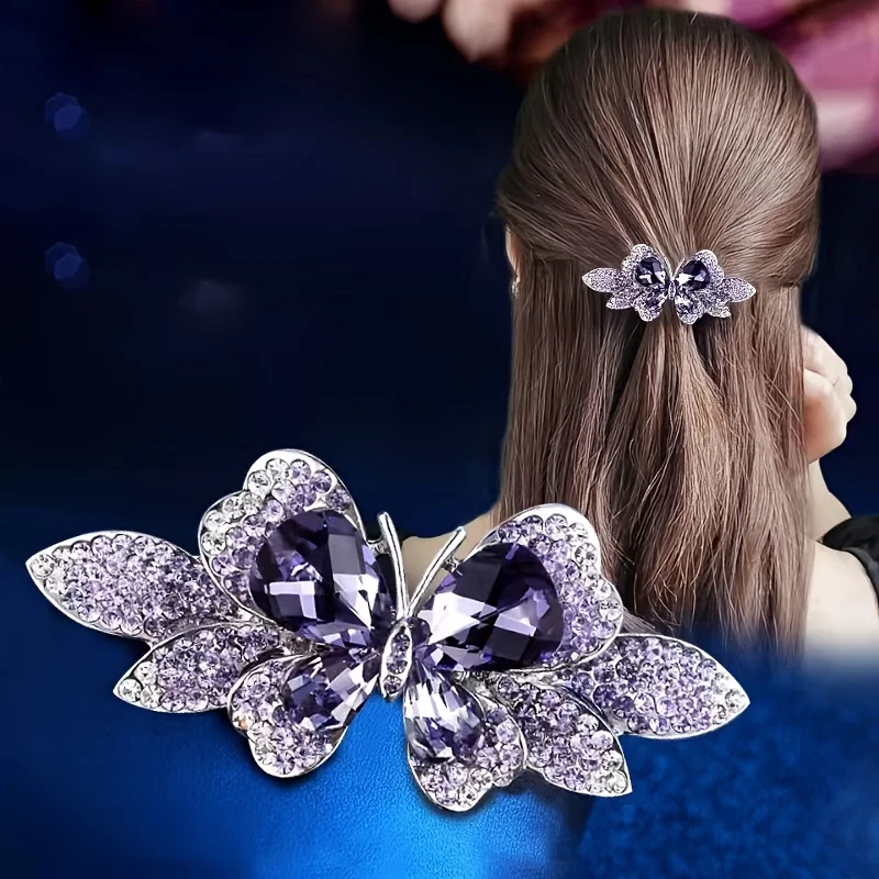 

Sparkly Glitter Rhinestone Hair Barrettes - Flower Butterfly Design Crystal Hair Clips for Women and Girls