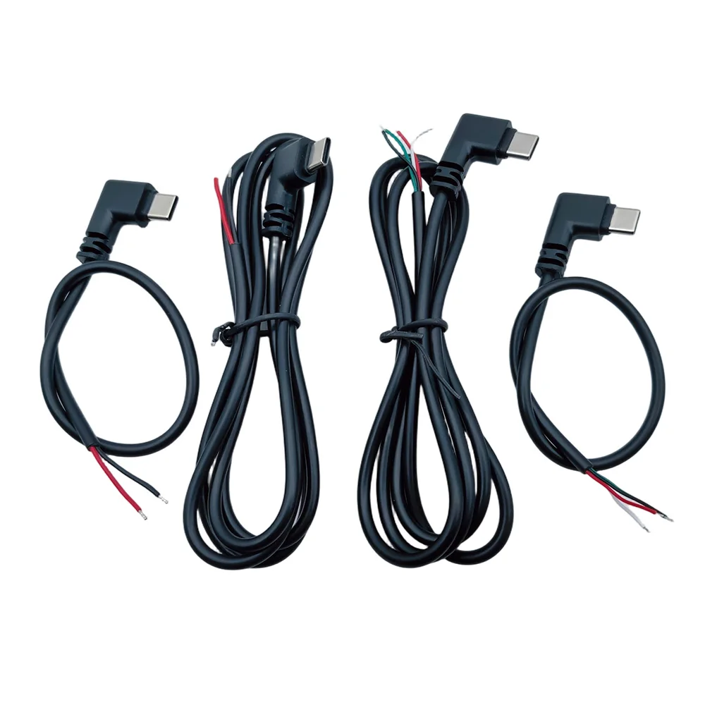 1Pcs USB C to 2 Pin Bare Wire Open End Power Cord 90 Degree USB Type C Male Plug 4 Pin Pigtail Cable for 5V USB Type C DIY Cable
