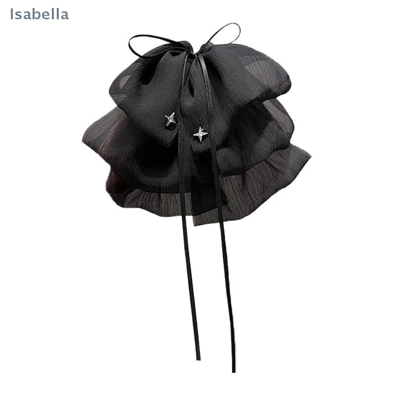 ♥ Band Schleife Haarspange Temperament Chiffon Große Größe Flauschige Prinzessin Vibe Haarspange Frauen Pferdeschwanz Haarnadel Haarschmuck