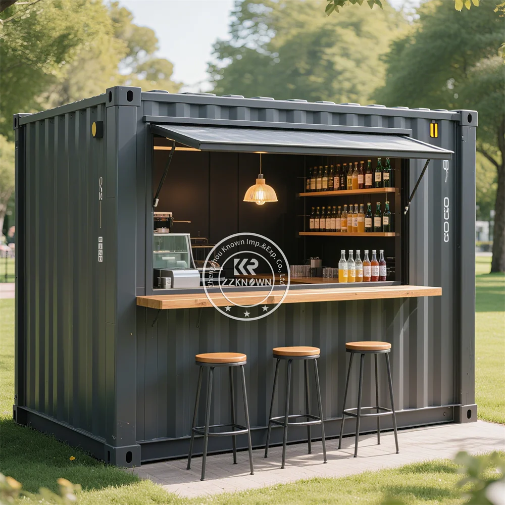 Luxury European Style Modular Container House Prefabricated Home And Kitchen Cabinet Steel Material Coffee Kiosk For Shop Use