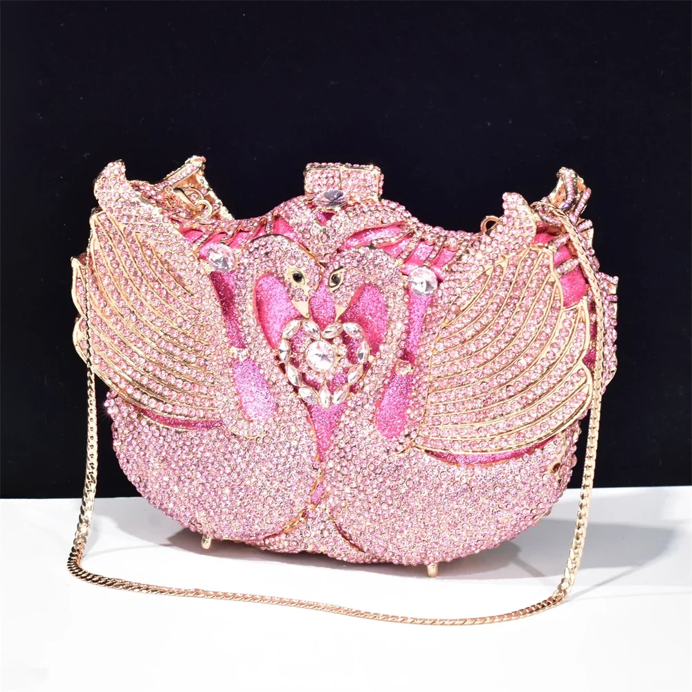 New Fashion Swan Shape Clutch Bag Women Evening Bag Rhinestone Crystal Clutch Evening Bags Luxury Designer Handbag for Party