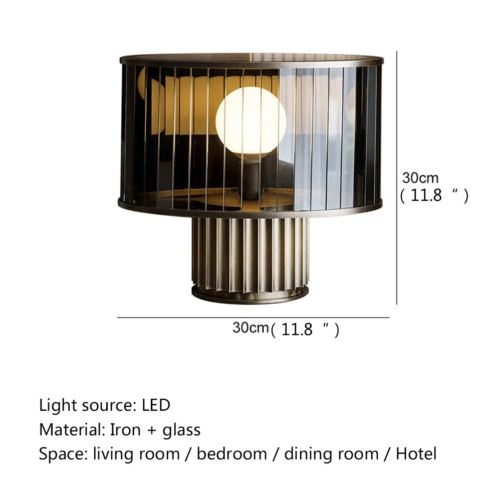 ALBERT Moderne Tischlampe, LED, kreatives Glas, rund, Vintage-Schreibtischleuchte für Zuhause, Schlafzimmer, Nachttischdekoration