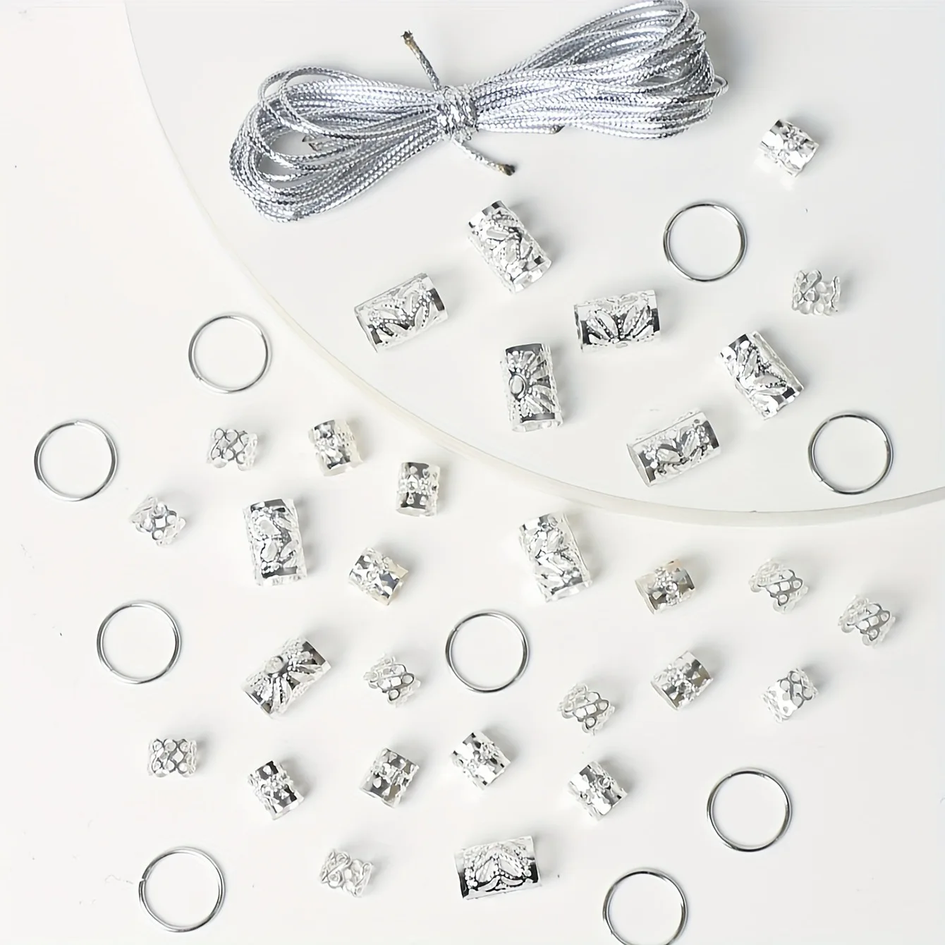 

Premium 43 Count Hollow Retro Metal Dreadlocks Hair Extension Ring Kit Hip Hop Style for Braid Decoration