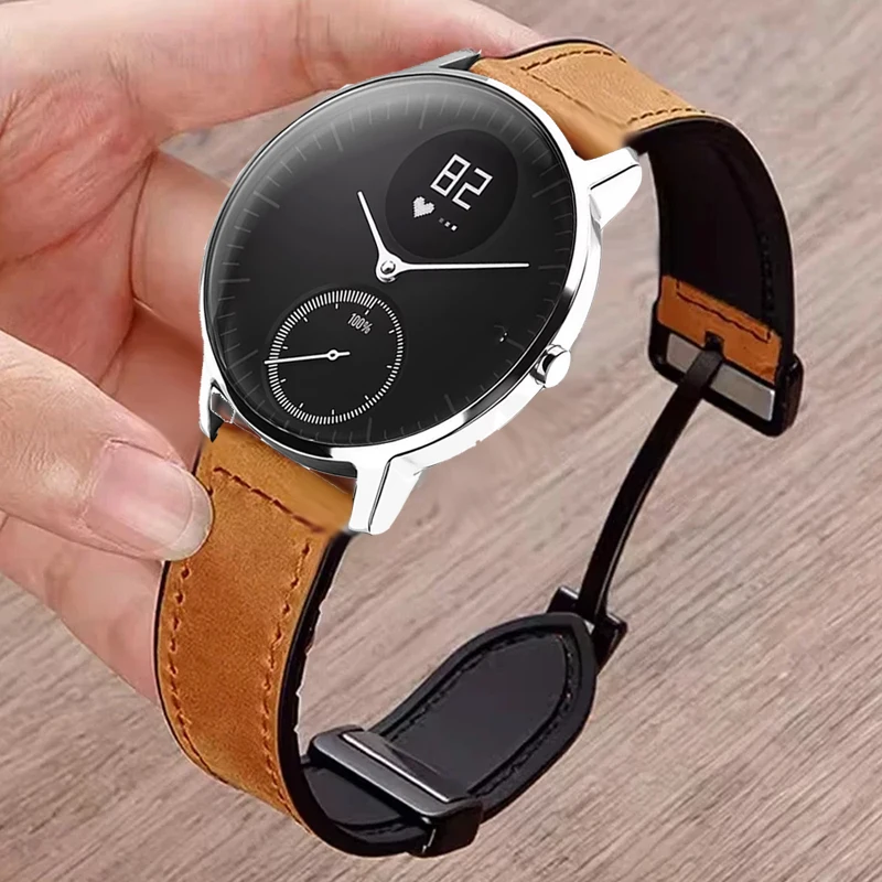 20mm Leather+Silicone Strap For Nokia Withings STEEL HR 40MM/HR Sport 40mm Magnetic Bracelet For Withings ScanWatch 42mm Band