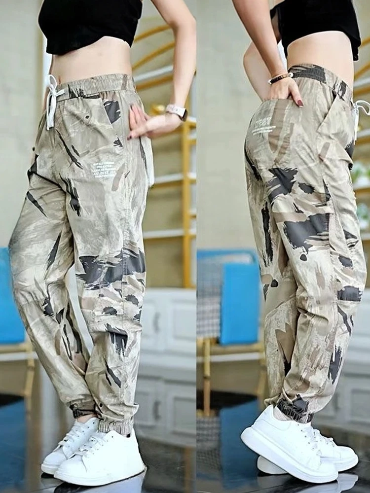 

Men's Camouflage Ice Silk Sports Pants Summer Thin Sle Casual Trousers Qui Dry Versatile Workwear Long Pants High Waist