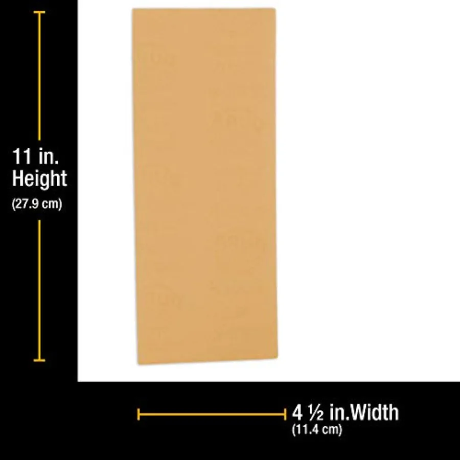 Premium 1/2 Sheet Size Gold Sandpaper with Hook and Loop Backing, 3 Each 80, 120, 150, 220, 320 Grit Sanding Sheets, 15 Total -