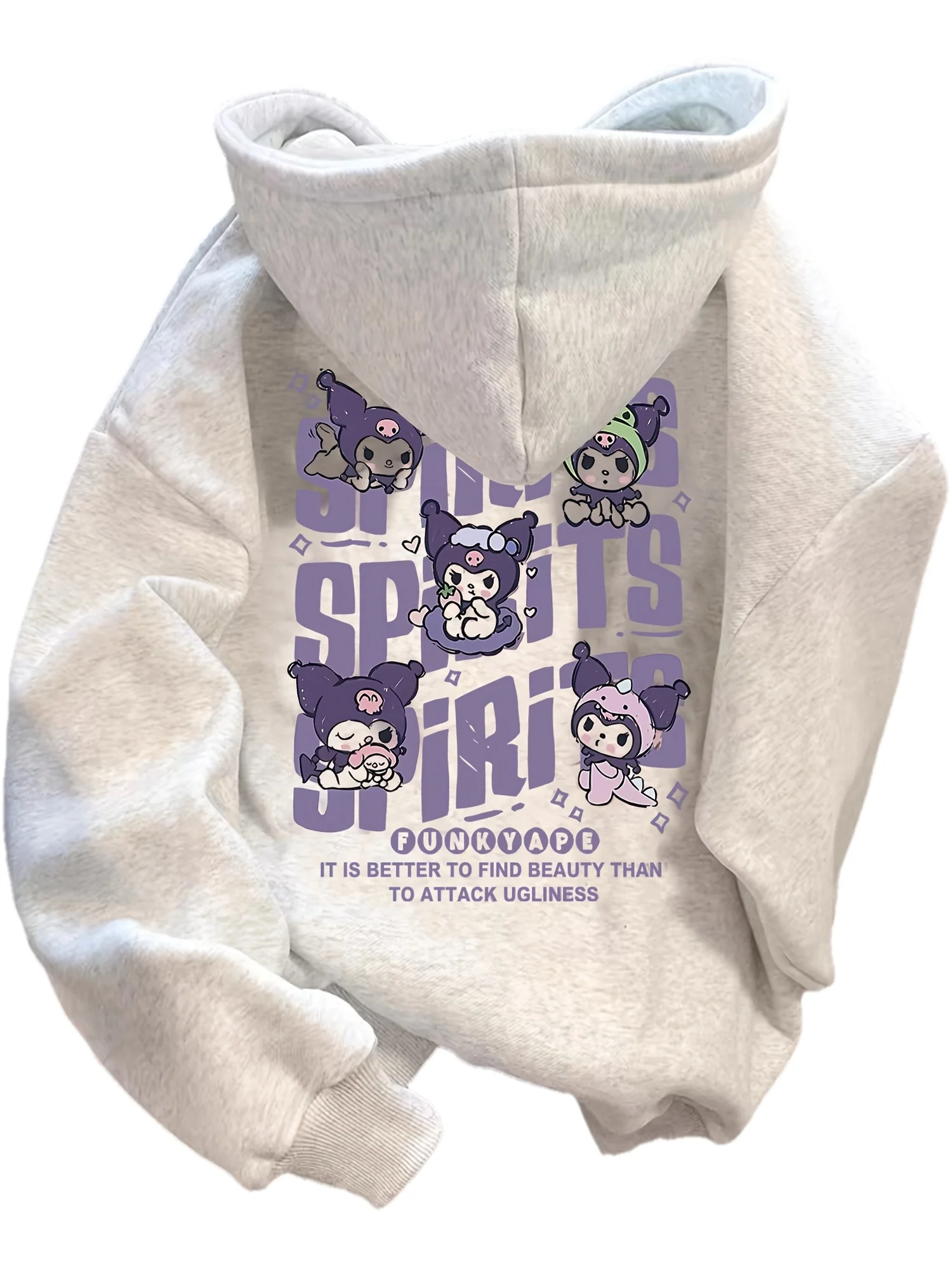 American Street Style Sanrio Kuromi Cute Letter Print 2025 Design Long Sleeve Hoodie Disney Girls Trip Disney Princess Hoodie