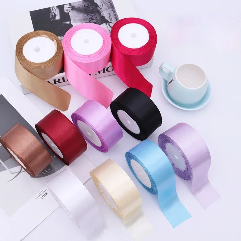 25Yards/Roll 50mm Satin Ribbons Wedding Gift Wrapping Ribbons Bow for DIY Crafts Polyester Christmas Home Decor Accessories Tape