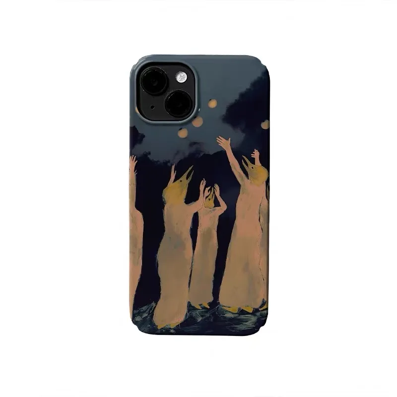 

Ins Korean Oil Lamp Lifting The Sky Art Phone Case for IPhone 17 16E 15 14 Plus 13 Mini 11 Pro Max 12 Pro Back Cover XS XR Case