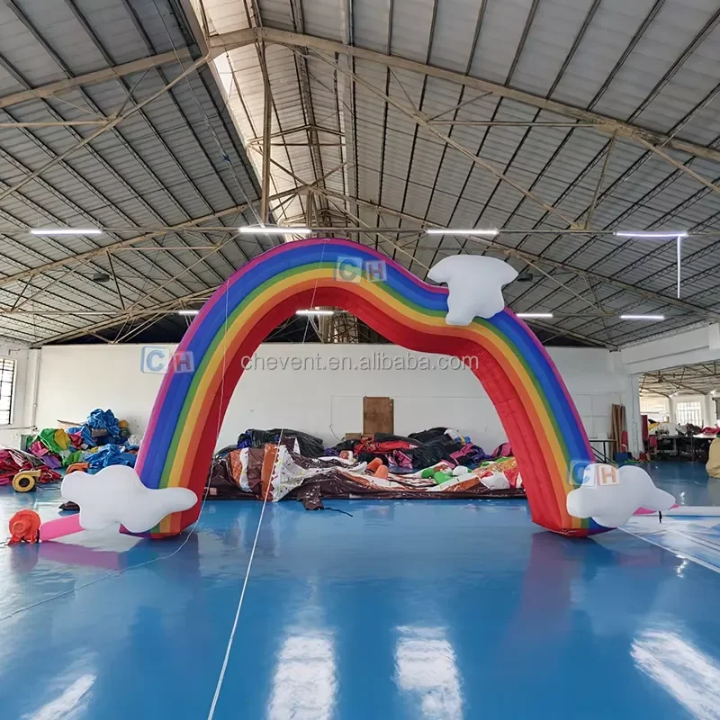 Inflatable Rainbow Cloud Arch Outdoor Kids Birthday Wedding Event Entrance Custom Advertising Inflatable Archway
