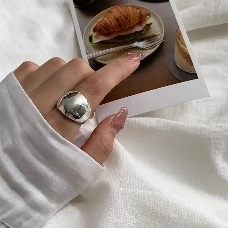 925 Sterling Zilver Gladde Ring voor Vrouwen Gift Persoonlijkheid Punk Creatieve Verstelbare Minimalisme Sieraden Dropshipping