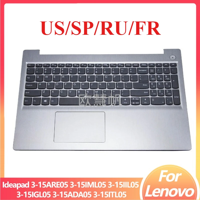 T New Original for Lenovo Ideapad 3-15ARE05 3-15IML05 IIL05 IGL05 ADA05 ITL05 Palmrest Upper Cover Keyboard US RU SP FR