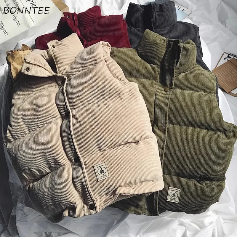 

Вельветовые парки, жилет, мужская повседневная теплая свободная верхняя одежда без рукавов с хлопковой подкладкой в стиле Харадзюку, корейский стиль, универсальная верхняя одежда для подростков