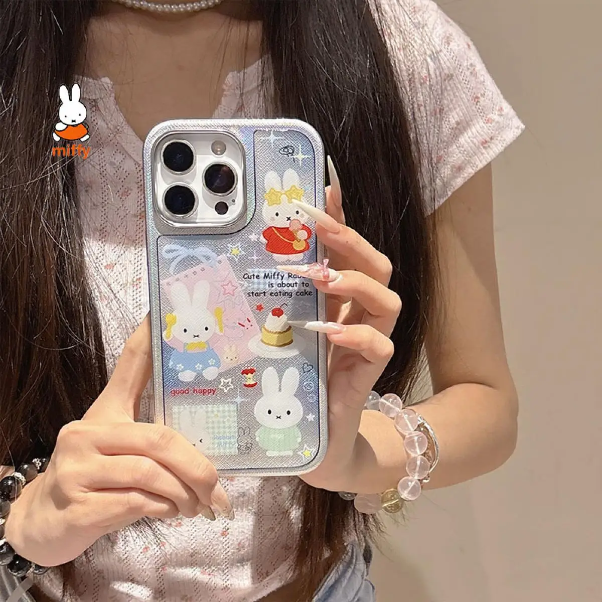 

Miffy Kawaii Cartoon Mobile Phone Case Cute Rabbit Anime Phone Case Suitable for Iphone16 Pro Promax15Pro14/13