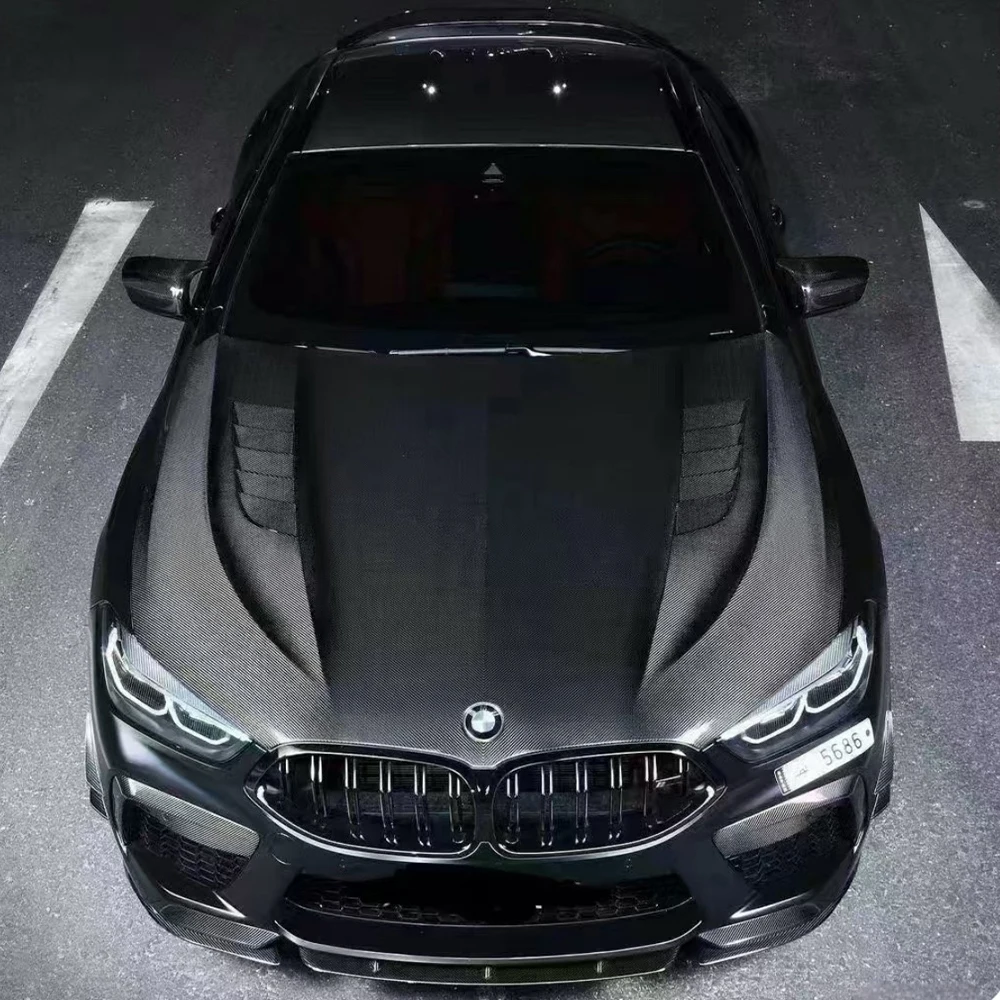 Wet Carbon Fiber V Style Engine Hood Engine Bonnet for M8 Gran Coupe