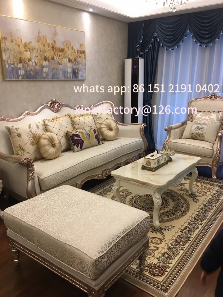 

Customizable European sofa combination French light luxury solid wood fabric