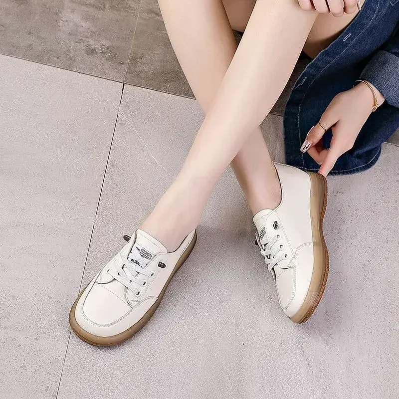 Women\'s Genuine Leather Shoes Luxury Casual Sneakers Loafers Tennis For Women Trends 2024 Comfortable Moccasins Outdoor Shoes