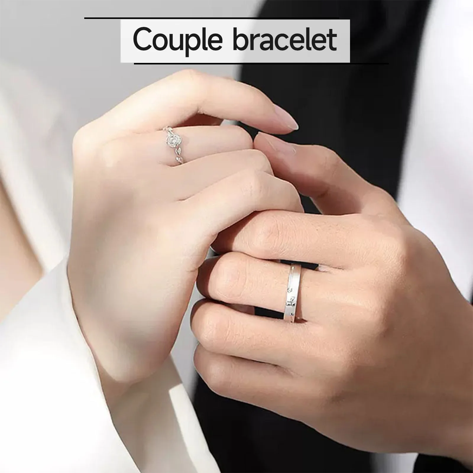 خاتم زوجين قابل للتعديل الأمير الصغير والوردي موضوع ريترو فضي سبيكة للجنسين مجوهرات الأزياء للرجال والنساء #3