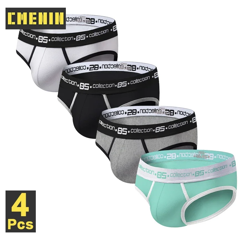 4Pcs Brand Sexy Men Underwear Briefs Men Breathable Pure Cotton Underpants Mens Slip Briefs Brand Cueca Male Panties Mens Shorts