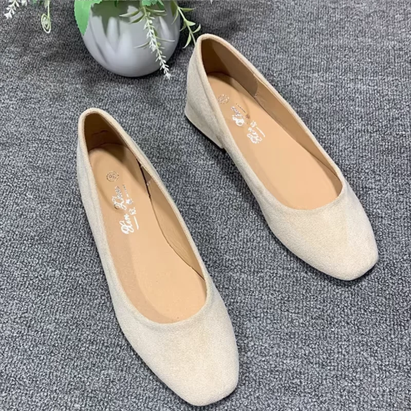 Women Chuny Loafers Null Flock Low Heels 3cm Pumps Royal Blue Grey Elegant Slip-On Square Toe Wide Fits 32-45 27cm Hot Sell 2023