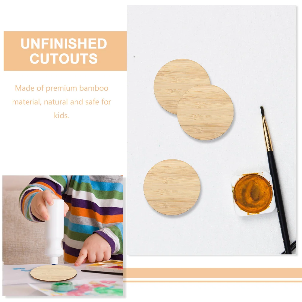 

20PCS Bamboo Painting Materials Unfinished Round DIY Craft Blanks Safe Kids Circle Ornaments Premium Quality
