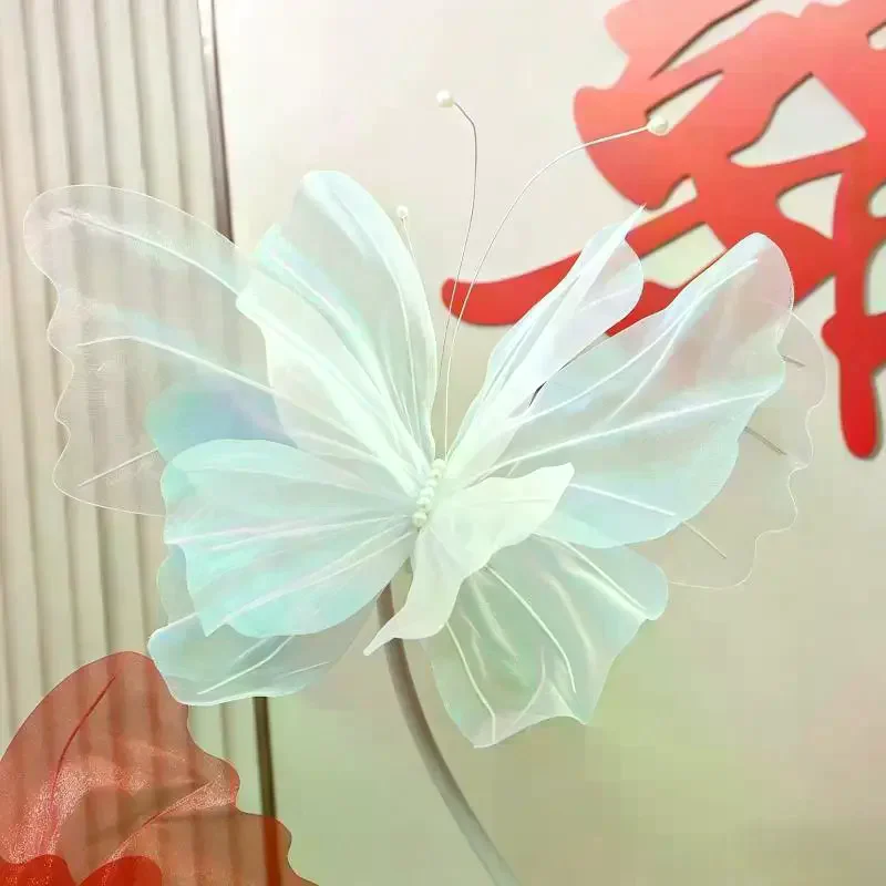 Big Simulation Butterfly 3D Shopping Mall Wedding Festival Decoration Hollow Large Hanging Gauze Fake Butterfly 45-50cm