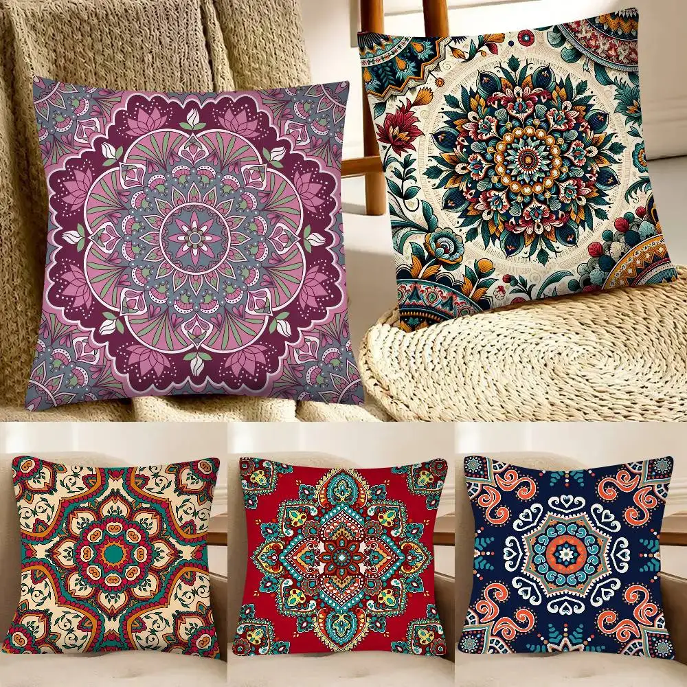 Kissenbezug im Mandala-Stil, modisch, quadratisch, für Schlafzimmer, Sofa, Zimmer, Dekoration, Freizeit