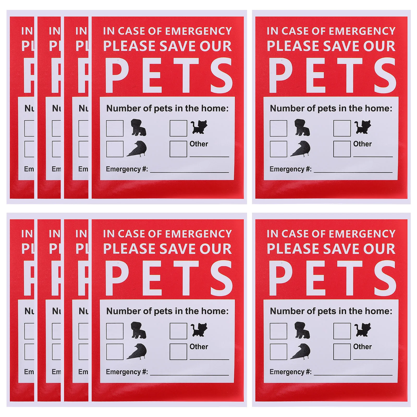 Red Fire Pets Rescue Adesivos, Window Finder Acessório, Decalque De Alerta De Segurança, 10 Folhas