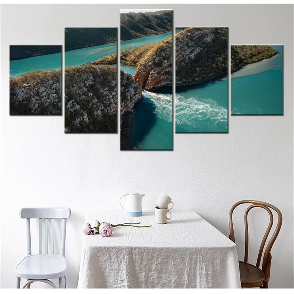 

5 Pieces Canvas Wall Art Poster Painting Nature Horizontal Falls Kimberley Wallpaper Home Decorative Picture Artwork Framework