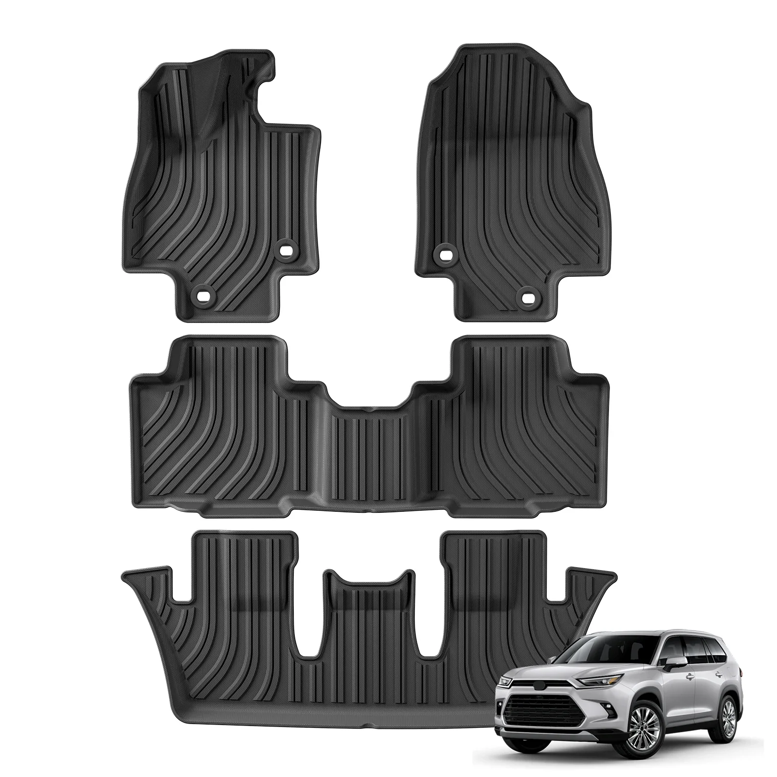 

Fit for 2024 Toyota Grand Highlander (Include Hybrid) & Lexus TX Car Floor Mats Cargo Liner Pad TPE 3D Left Hand Drive