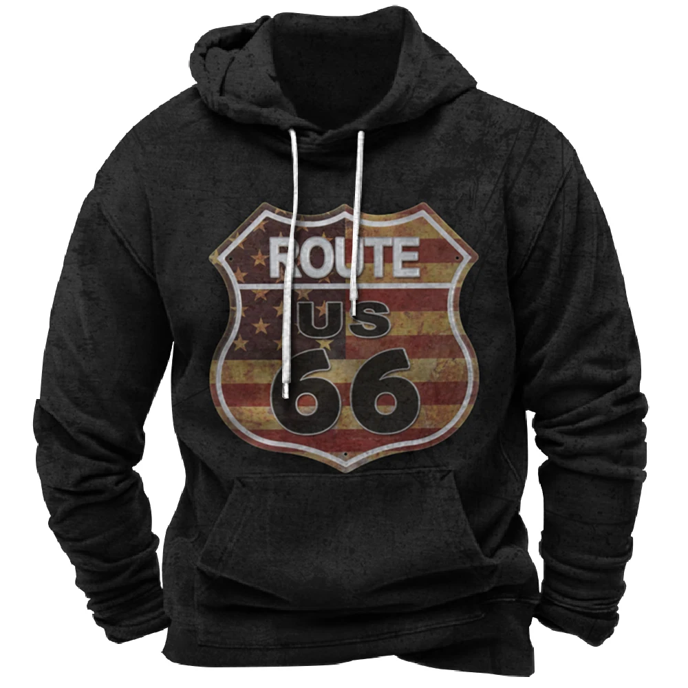 Vintage Hoodie Route 66 3d Print Hoodies Men Women Fashion Sweatshirts Boy Coats Sweats Men\'s Clothing Tracksuits